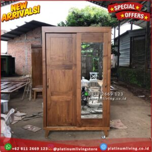 Lemari Pakaian Jati 2 Pintu Sleding