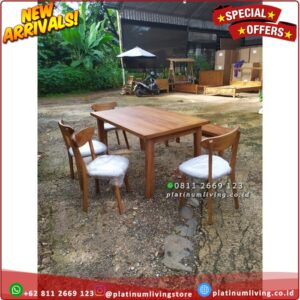 Meja Makan Jati Minimalis Kursi 4 + Bench