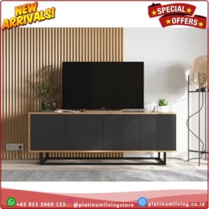 Meja tv minimalis kayu jati industrial Creeve TV table Platinumliving Furniture Indonesia