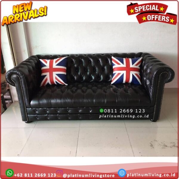 Kursi Sofa Jati Modern Chesterfiled 3 Dudukan