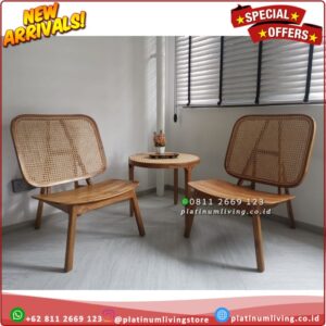 Kursi Teras Jati Kombinasi Rotan