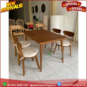 Meja Makan Jati Minimalis Kursi 4 Plus Busa