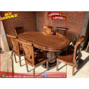 meja makan salina 6 kursi Platinumliving Furniture