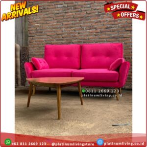 Kursi Sofa Tamu Minimalis Retro 2 Dudukan & Meja