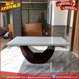 Meja Makan Marmer Putih Import 160x90 Meja Makan Jati Top marmer Asli Platinumliving Furniture Indonesia