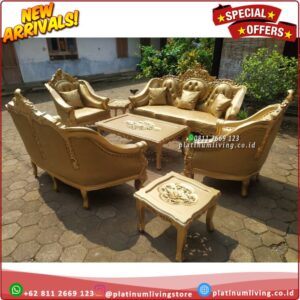 Kursi Sofa Tamu Ukiran Jepara Ganhesa Cat Duco Gold Paltinumliving Furniture