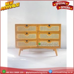 Meja Laci Kayu Jati Kombinasi Rotan