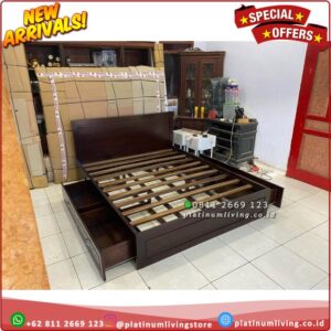 Tempat Tidur Jati Minimalis 160x200 Laci 4