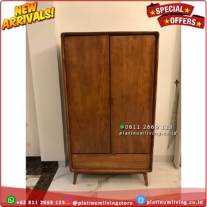 Lemari Pakaian Anak Minimalis Kayu Jati Pintu 2 Model Retro Platinumliving Furniture Indonesia