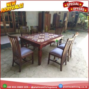 Meja Makan Jati Modern Ukiran Minimalis 6 Kursi Makan Jati Paltinumliving Furniture