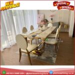 Meja Makan Stainless Gold 6 Kursi Meja Makan marmer Kursi Makan Mewah Platinumliving Furniture Indonesia