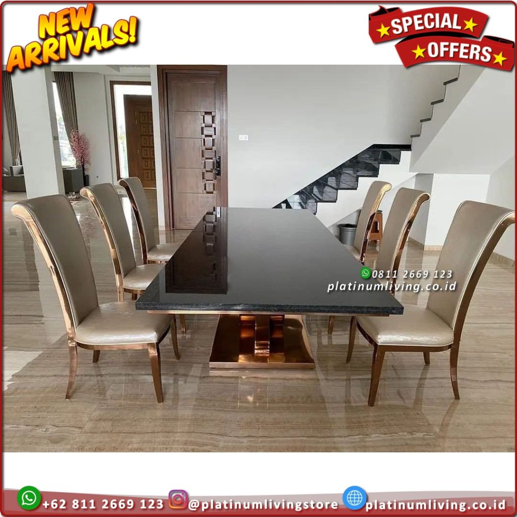 Meja Makan Marmer Meja MAkan Marmer Stainless Meja Makan Rangka Stainless meja makan marmer rangka jati 64