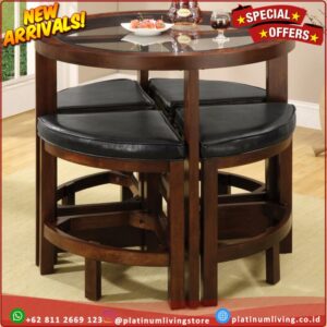 Meja makan jati dinnie circle dining set Platinumliving Furniture