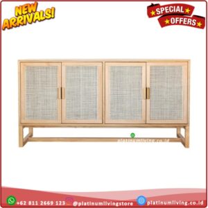 Meja buffet Minimalis kayu jati rotan Sorren media cabinet Platinumliving Furniture