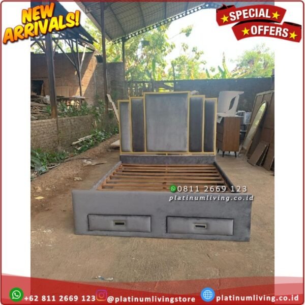 Tempat Tidur Jati Modern 160x200 Kombinasi Besi