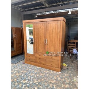 Almari Baju Pintu 3 Kayu Jati Platinumliving Furniture Indonesia