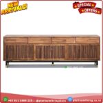 Meja tv kayu jati laminasi Tressa wallnut tv stand Platinumliving Furniture