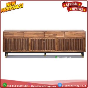 Meja tv kayu jati laminasi Tressa wallnut tv stand Platinumliving Furniture