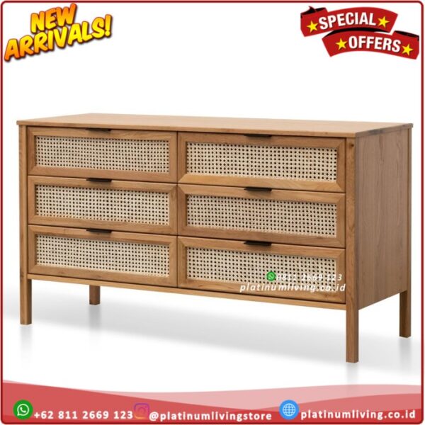 Meja buffet minimalis rotan kayu jati Molina Platinumliving Furniture