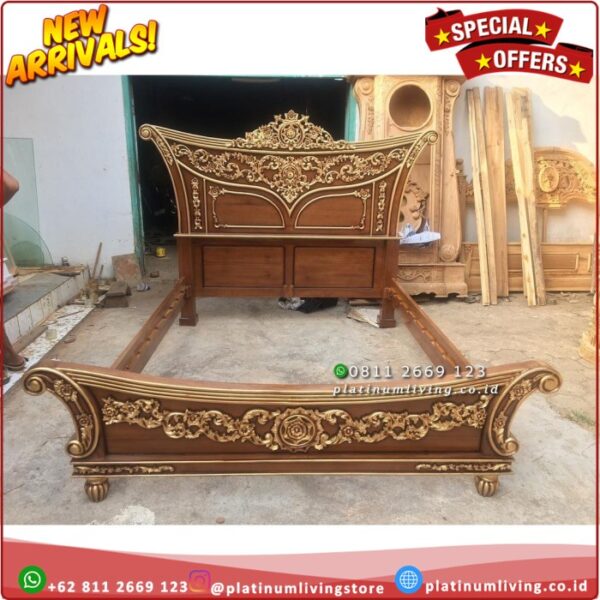 Tempat Tidur Jati 160x200 Klasik Eropa Dipan Jati Ukiran Mewah Platinumliving Furniture Indonesia