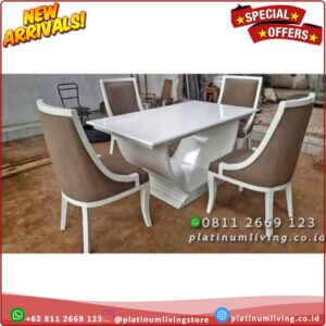 Meja Makan 4 Kursi Duco Modern Eropa Kursi Meja Makan Cat Duco Putih Platinumliving Furniture Indonesia
