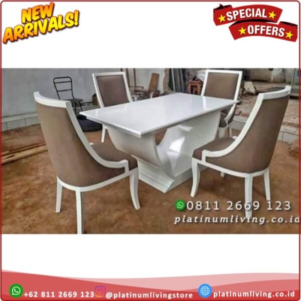 Meja Makan 4 Kursi Duco Modern Eropa Kursi Meja Makan Cat Duco Putih Platinumliving Furniture Indonesia