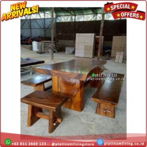 Meja Makan Trembesi Solid 150cm Bangku meja makan trembesi Solid Utuh Platinumliving Furniture Indonesia