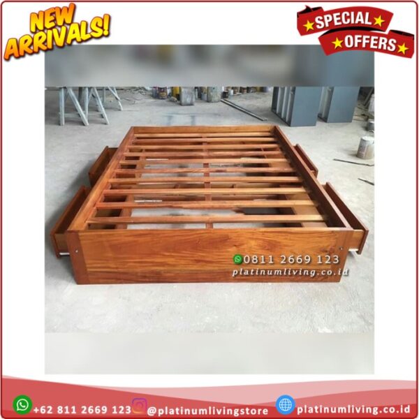 Tempat Tidur Jati Lesehan 4 Laci 160x200