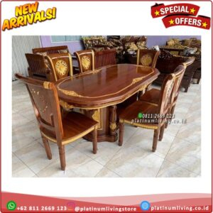 Meja Makan Ukir Kayu Jati 6 Kursi Meja Makan Klasik Ukiran Jepara Platinumliving Furniture Indonesia