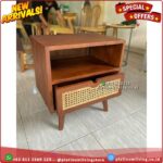 Nakas Jati Bedside Jati Kombinasi Rotan Meja Lampu Jati Meja Laci Jati Platinumliving Furniture Indonesia