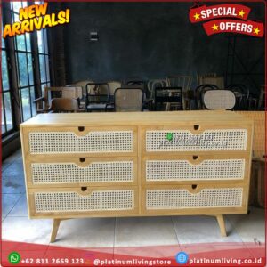 Bufet Laci Rotan Meja Laci Drawer Vintage Bufet Hias Rotan Sideboard Platinumliving Furniture Indonesia