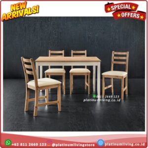Meja makan set light antique dining table Platinumliving Furniture