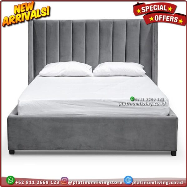 Tempat Tidur Jati 160x200 Full Busa Grey