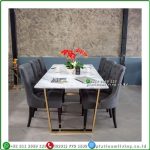 Meja Makan Marmer 200x100 Stainless Kursi 6 Meja Makan Stainless Gold