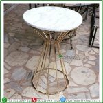 Meja Sudut Kaki Stainless Gold Side Table Marmer Carara Meja Marmer