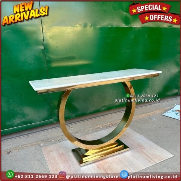 Meja Konsul Stainless Meja Konsul Marmre Meja Foyer Marmer Cream 1
