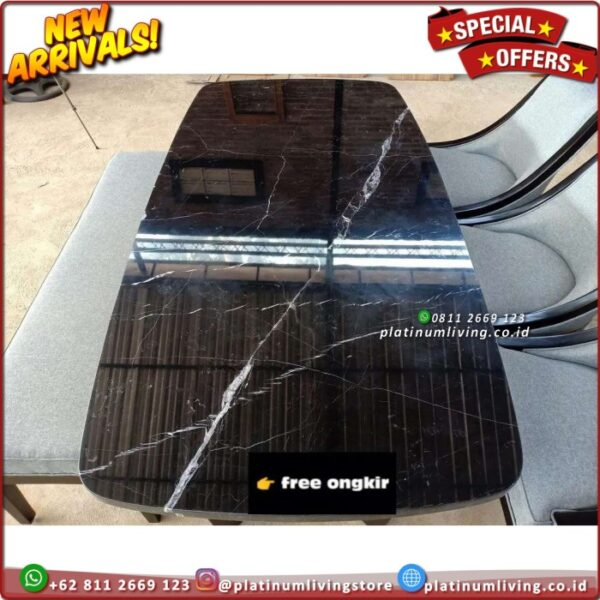 Meja Makan Marmer Hitam Rangka Jati Meja Makan Marmer Nero 3