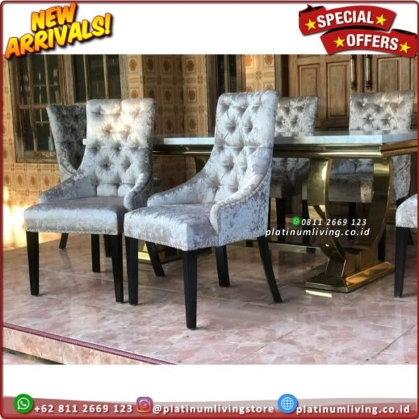 Meja Makan Stainless Gold Marmer Kursi 6 Meja Makan Marmer 200x100 3