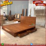 Tempat Tidur Jati Laci 2 Alas Full Kayu Jati Dipan Jati Minimalis Jati - 160x200