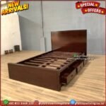 Tempat Tidur Jati Minimalis 160x200 Laci 3 Dipan Jati Ranjang Jati