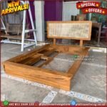 Tempat Tidur Jati Minimalis Laci 2 Kombinasi Rotan Dipan Laci 1