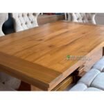 Meja Makan Jati Modern Shabby 160x90 Kursi 4 Plus Stool Furniture Jepara - Gambar 3