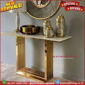 Meja konsul console table stainless gold modern luxury top Marmer Furniture Jepara