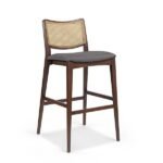 Kursi bar terbaru kayu jati mix rotan kursi bar jati kursi cafe jati Furniture Jepara Indonesia - Gambar 2