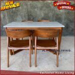 Meja Makan Marmer Carara 140x80 Kursi 4 Meja Makan Marmer Kaki Jati Furniture Jepara - Gambar 4