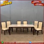 Meja Makan Marmer 180 x 90 Meja Makan marmer 6 Kursi jati Furniture Jepara Indonesia - Gambar 2