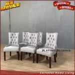 Kursi Makan Jati Modern Minimalis Kain Bludru Velvet Furniture Jepara - Gambar 5