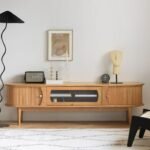 Bufet tv pintu salur sleding credenza tv kaca Furniture Jepara Furniture Jepara Indonesia - Gambar 2