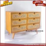 Meja Laci Kayu Jati Kombinasi Rotan, Drawer Jati Rotan, Meja Laci Furniture Jepara - Gambar 2
