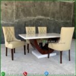 Meja Makan Marmer Meja Makan Marmer Cream Meja Makan Marmer Rangkajati - 160x90 (4Kursi) Furniture Jepara